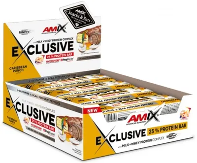 Exclusive Protein Bar, Punch caraibian, 12 buc, Amix