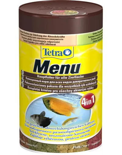TETRA Min Menu 250 ml hrana cu 4 tipuri de fulgi pentru hranirea pestilor ornamentali