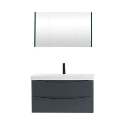 Set mobilier baie Zen suspendat 3 piese anthracite 100 cm