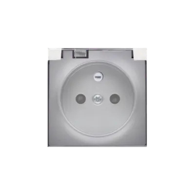 Carcasa pentru priza simpla- IP44 capac transparent, silver mat metalic