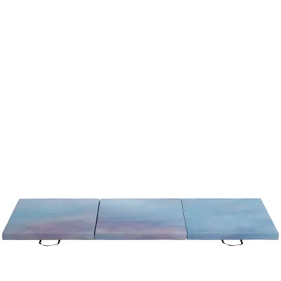 HOMCOM Saltea de Gimnastică 180 cm pliabilă, Crash Mat Groasă 5 cm cu Mânere pentru Antrenament Acasă, Albastru Deschis | Aosom Romania