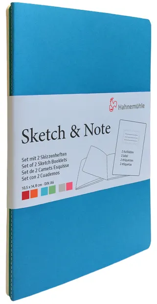 Set caiete de schițe Hahnemuhle Sketch & Note -A6, 20 de coli, albastru și verde