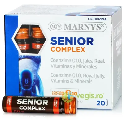 Senior Complex pentru Energie, Vitalitate si Imunitate cu Coenzima Q10 + Laptisor de Matca + Vitamine + Minerale 20 fiole – 20 Fiole