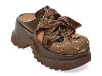 Papuci GRYXX maro, 6635, din material textil si piele naturala