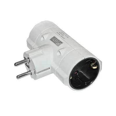 Adaptor T cu 2 prize schuko tip A de la 1 schuko la 2 schuko (T) - tip A