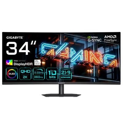 Monitor Consumer GIGABYTE MO34WQC36, 34", 3440 x 1440 pixeli, Black