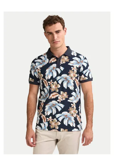 Tricou barbati bleumarin - bumbac - imprimeu floral