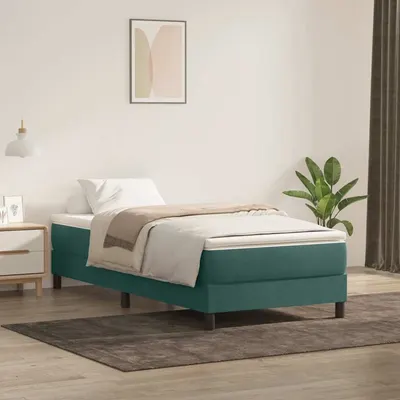 Gossi pat cu arcuri fara saltea verde inchis 80x220 cm catifea