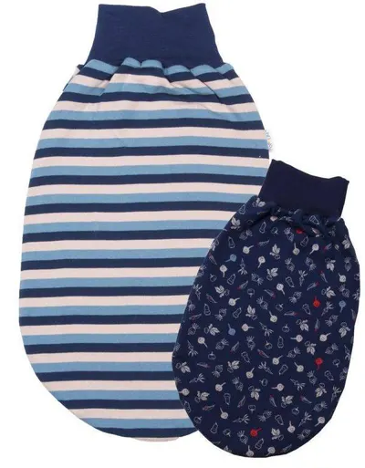 Sac de dormit reversibil din bumbac organic Stripped Blue