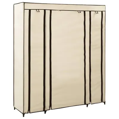 vidaXL Șifonier cu bare și compartimente, crem, 150x45x176 cm, textil