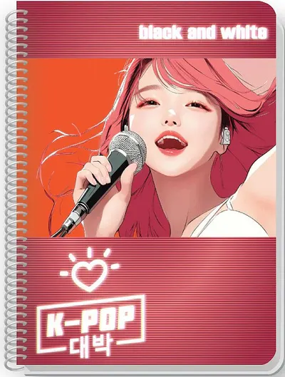 Caiet spiralat Black&White K-Pop - A4, 80 foi, sortiment