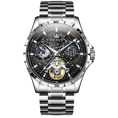Ceas barbati Olevs Analog Mecanic Automatic Business Otel Argintiu Indici luminosi