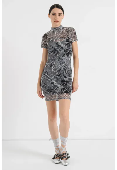 Rochie bodycon cu imprimeu - Gri inchis