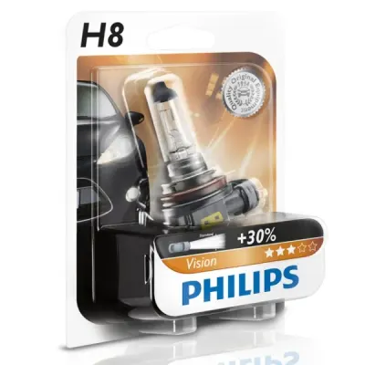 Bec auto halogen pentru far Philips Vision +30% H8 35W 12V 12360B1