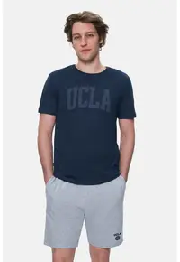 Tricou bărbați - regular fit - imprimeu logo - albastru -