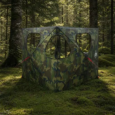 vidaXL Cort de vânătoare 145 x 145 x 150 cm Camuflaj Poliester și oțel