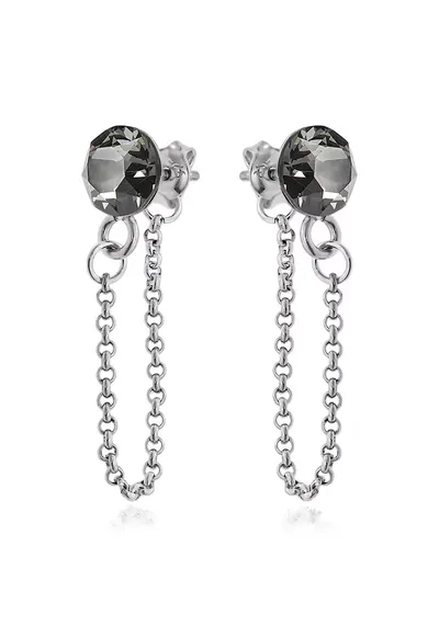 Cercei Argint 925 placat cu rodiu cu cristale Swarovski® Xirius Chain - Gri
