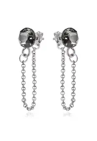 Cercei Argint 925 placat cu rodiu cu cristale Swarovski® Xirius Chain - Gri