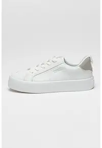 Pantofi sport din piele ecologica cu logo - Alb