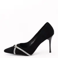 Pantofi negri eleganti cu pietricele argintii YES-23-1 03