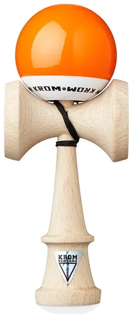 Joc de dexteritate din lemn KROM Kendama - Pop LOL Kendama, portocaliu