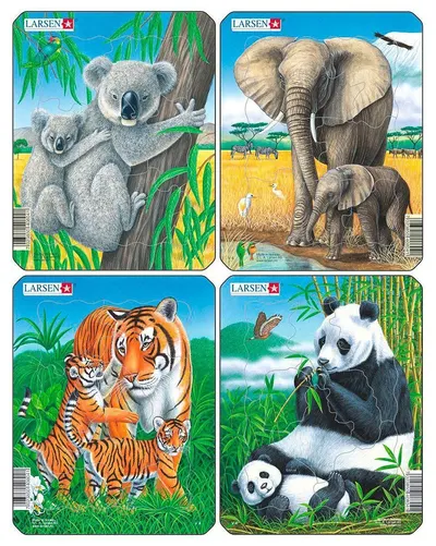 Mini-puzzle Larsen din 8 piese - Animale sălbatice, sortiment