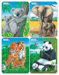 Mini-puzzle Larsen din 8 piese - Animale sălbatice, sortiment