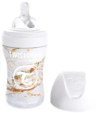 Biberon Twistshake - Marmura alba, inox, 260 ml