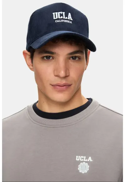 Sapca unisex din reiat cu broderie logo - Bleumarin