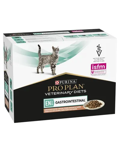 PURINA PRO PLAN Veterinary Diet Feline Gastrointestinal cu somon 10x85 g hrană umedă veterinară pentru pisici