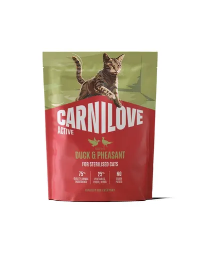 Hrană pisici sterilizate CARNILOVE Active Cat Duck and Pheasant Sterilised 400 gr rață și fazan