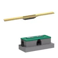 Set rigola liniara de dus cu gratar din inox 800 mm, auriu lucios, corp de baza pentru instalare inclus, Hansgrohe RainDrain Flex