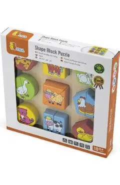 Puzzle din cuburi de lemn: Animale