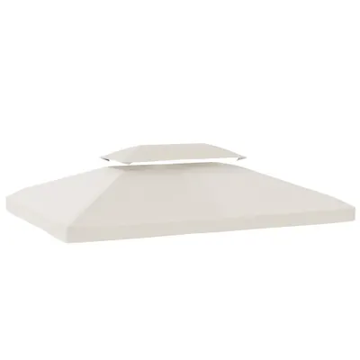 Outsunny Husă de Rezervă 4x3 m cu Acoperiș Dublu Orificii de Drenaj și Protecție UV Doar Husă NU Include Cadru Crem | Aosom Romania