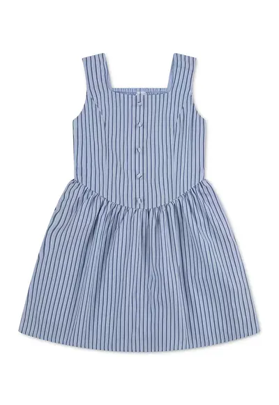 Rochie evazata cu dungi - Albastru deschis/Albastru petrol