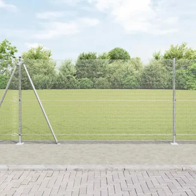 vidaXL Plasă de Sârmă Sudată cu Bază din Beton 10 x 1,2 m Argintiu