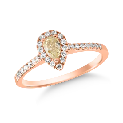 Inel din aur roz cu fancy diamond de 0.3ct si diamante transparente de 0.24ct