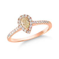 Inel din aur roz cu fancy diamond de 0.3ct si diamante transparente de 0.24ct