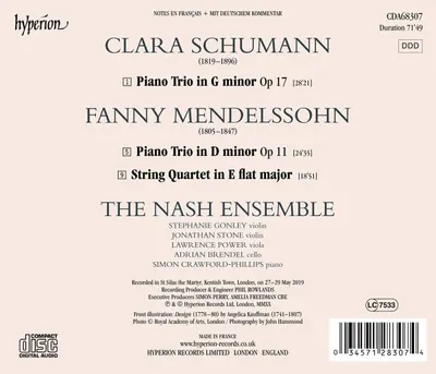 Clara Schumann: Piano Trio / Fanny Mendelssohn: Piano Trio, String Quartet