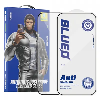 Folie de protectie Ecran Blueo Anti-Static HD pentru Apple iPhone 12 / 12 Pro, Sticla Securizata, Full Glue, Neagra