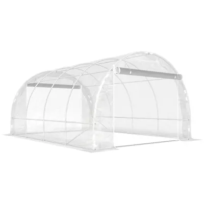 Outsunny Seră de Grădină Tip Tunel 3x4x2 m cu 2 Uși Rulabile, Seră pentru Grădină cu 4 Suporturi Diagonale, Cadru din Oțel și Acoperiș din PE, pentru Legume, Flori, Fructe, Anti-UV, Transparentă | Aosom Romania