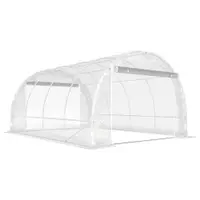 Outsunny Seră de Grădină Tip Tunel 3x4x2 m cu 2 Uși Rulabile, Seră pentru Grădină cu 4 Suporturi Diagonale, Cadru din Oțel și Acoperiș din PE, pentru Legume, Flori, Fructe, Anti-UV, Transparentă | Aosom Romania