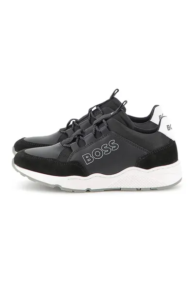 Pantofi sport din piele ecologica cu logo - Negru/Gri inchis