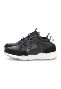 Pantofi sport din piele ecologica cu logo - Negru/Gri inchis