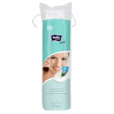 Dischete Cosmetice din Bumbac 100% Bella, cu Extract de Aloe, 100 Bucati