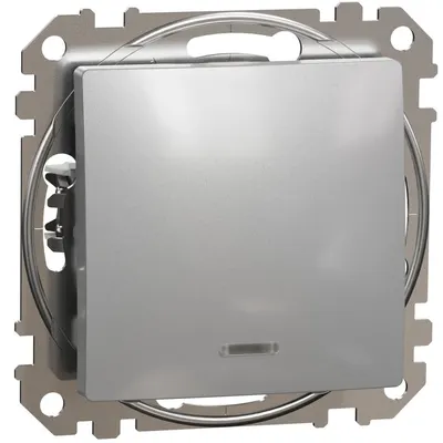 Intrerupator simplu cu indicator luminos, Schneider,SDD113101L, Sedna Design, aluminiu
