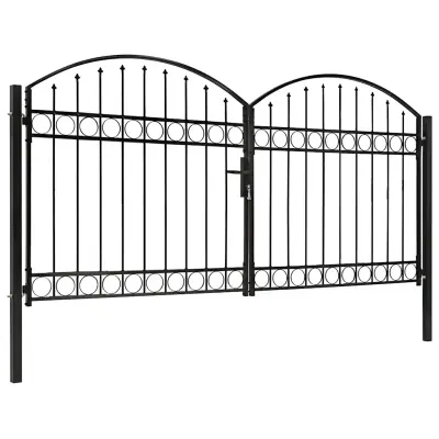 vidaXL Poartă de gard ASSEN Ușă dublă cu partea superioară arcuită din oțel 300x125 cm
