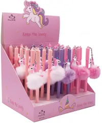 Pix cu jucarie - Unicorn, cu pompon de plus, sortiment