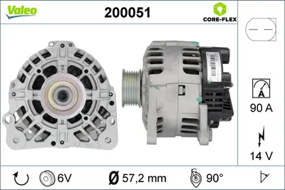 Alternator (14v, 90a) Potrivit Seat Cordoba, Ibiza Iii; Skoda Fabia I, Fabia I Praktik, Fabia Ii, Roomster, Roomster Praktik; Vw Polo 1.2 07.01-05.15