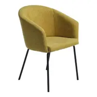 Scaun de sufragerie galben muștar cu cotiere tapițat Easton – Unique Furniture